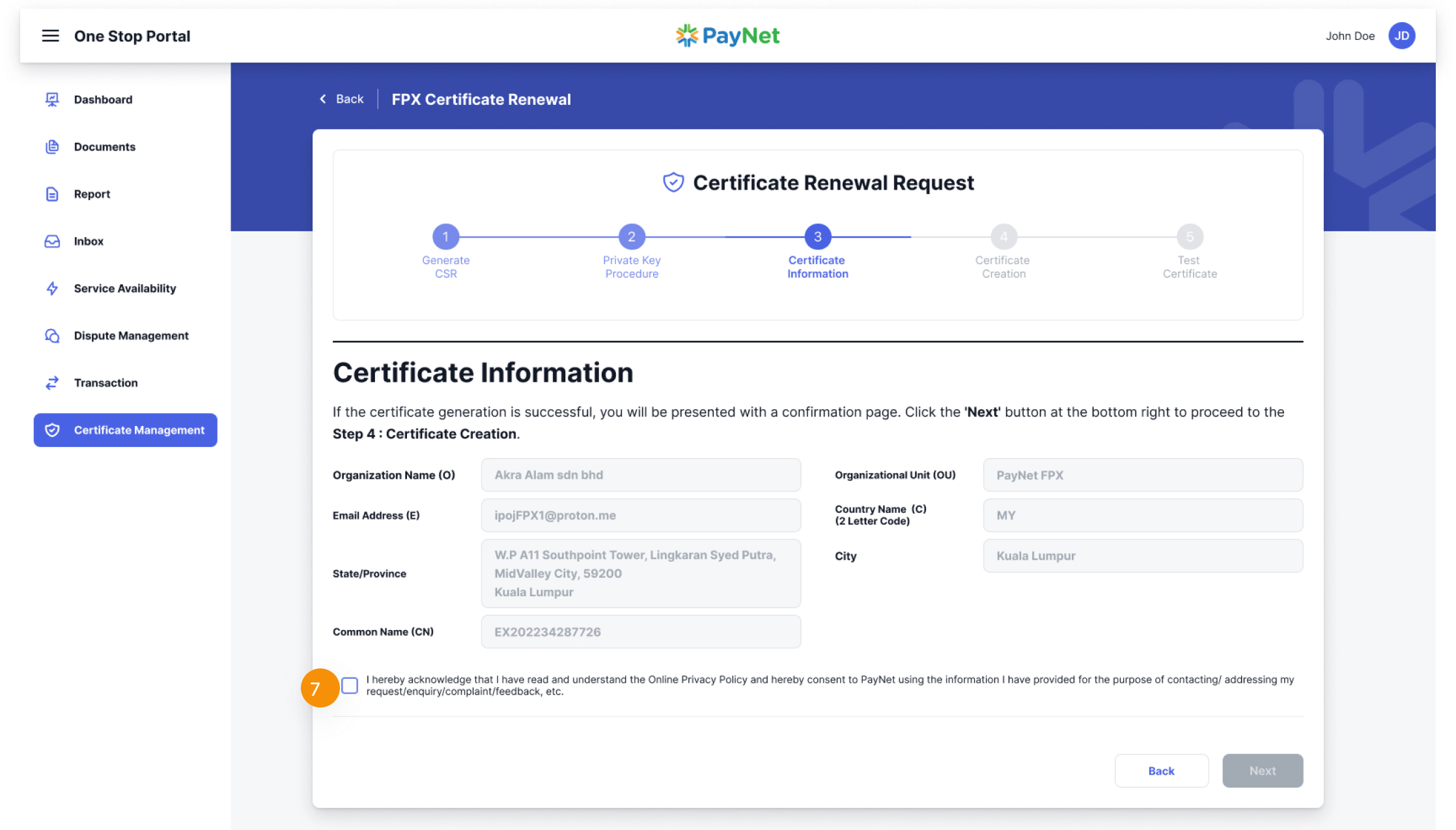Certificate Signing Request (CSR) Procedure Option 1 Step 4